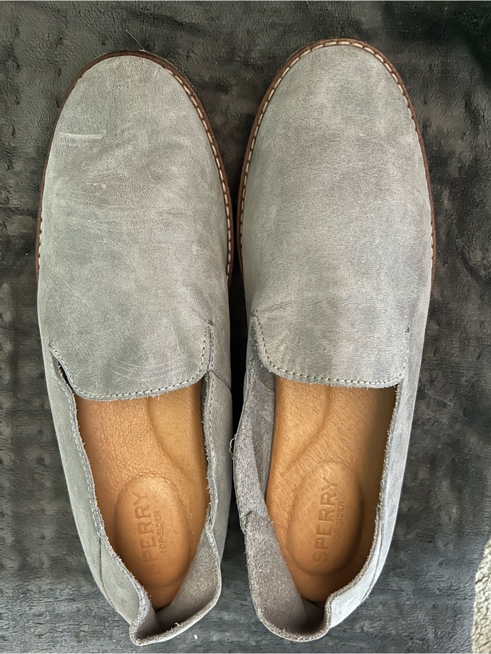 Sperry Gray Suede Slip-On Flats